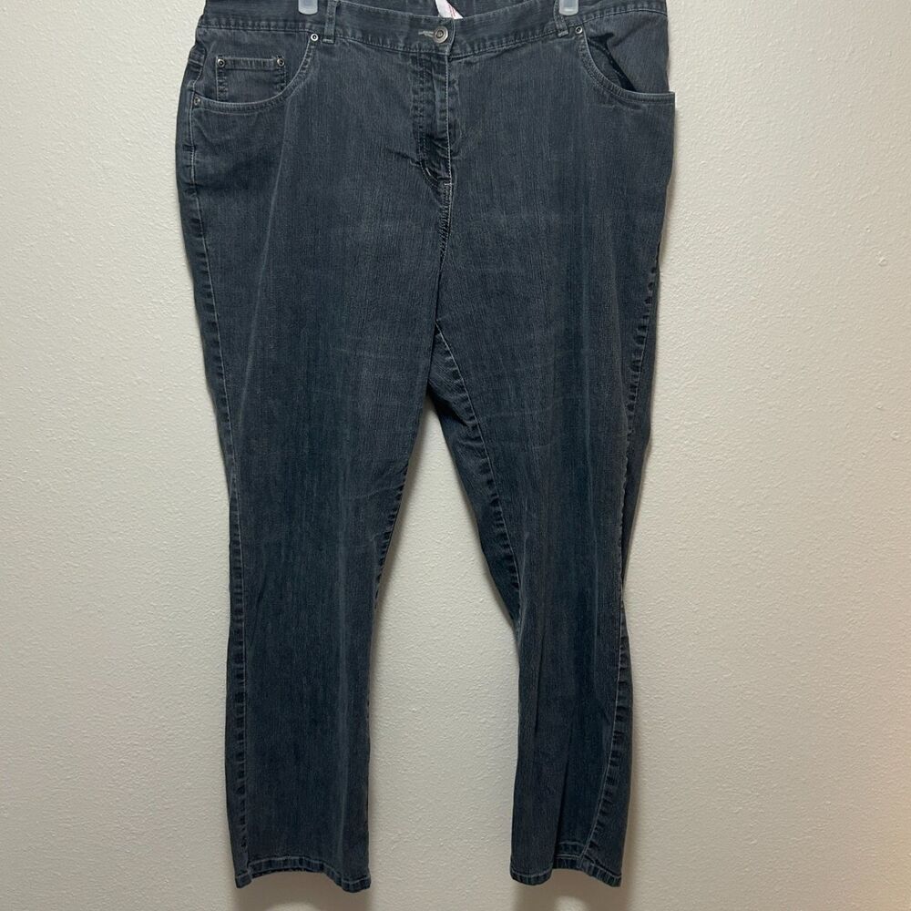 Ruby Rd. Woman Size 18W Jeans Dark Gray Straight Leg Stretch Elastic Back